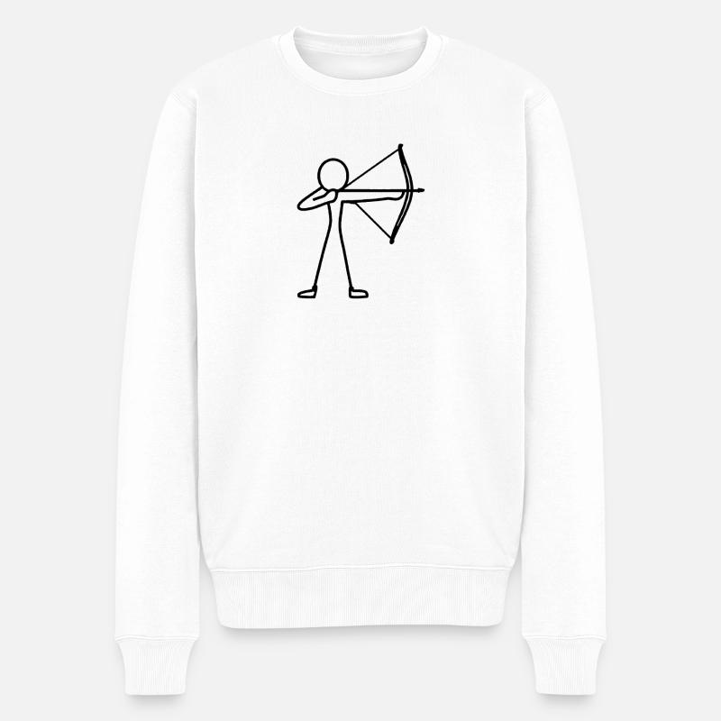 Strichmännchen Bogen Bogenschießen Bogenschütze - Männer Premium Bio Pullover - Weiß