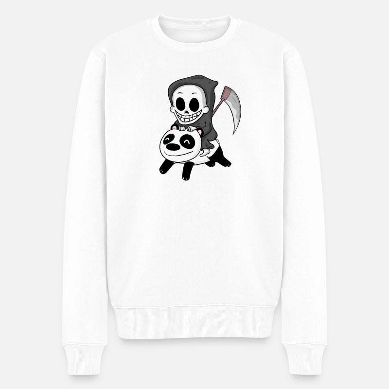 Sensenmann Panda - Männer Premium Bio Pullover - Weiß