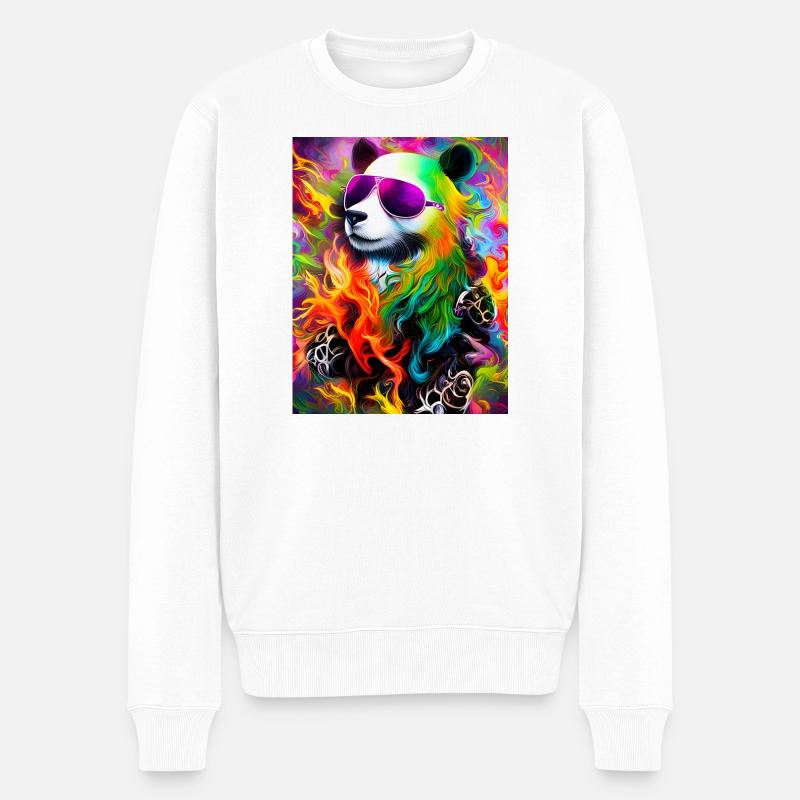 Regenbogen Panda Sonnenbrille - Männer Premium Bio Pullover - Weiß