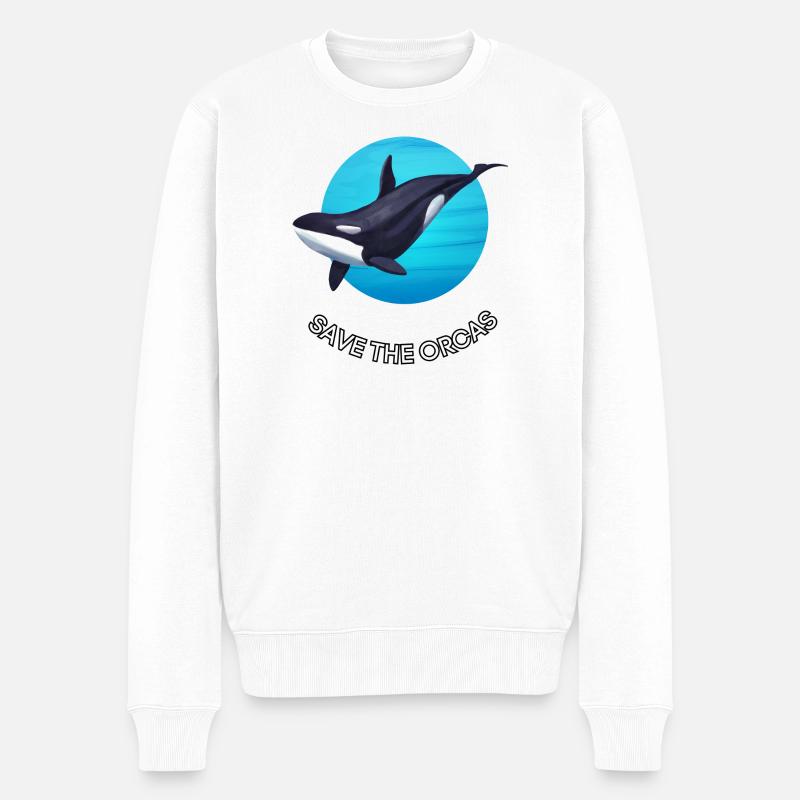 Orca Schutz - Save the Orcas - Männer Premium Bio Pullover - Weiß