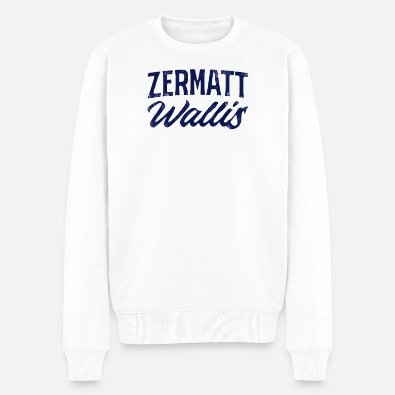 Zermatt Wallis Alpine Script - Männer Premium Bio Pullover - Weiß
