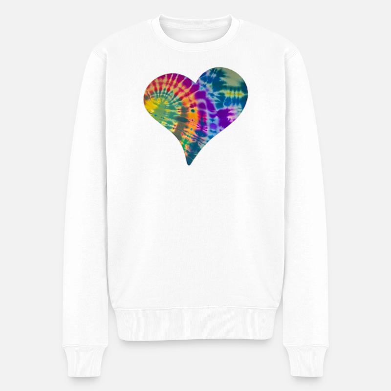 Tie Dye Heart - Pull Premium bio Homme - blanc