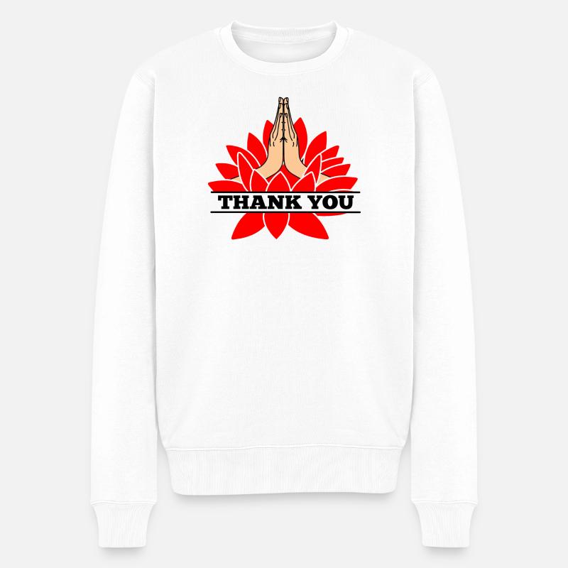 DANKE Danke Namaste mit schwarzem Text - Männer Premium Bio Pullover - Weiß
