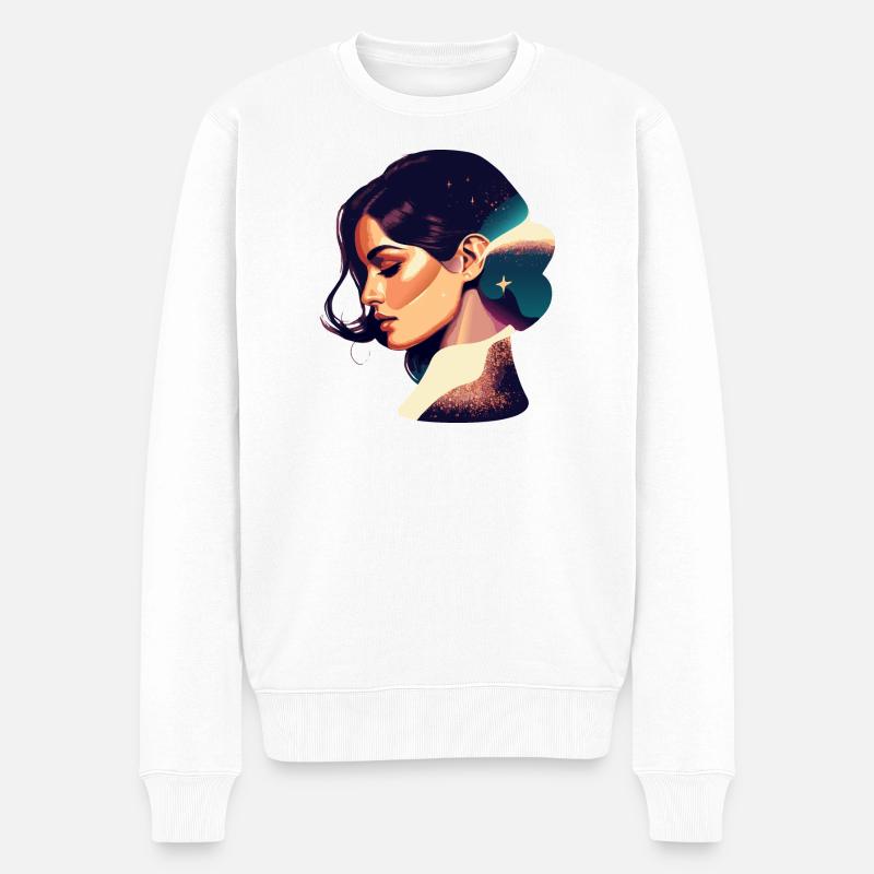 Kosmische Traumfrau Illustration - Männer Premium Bio Pullover - Weiß