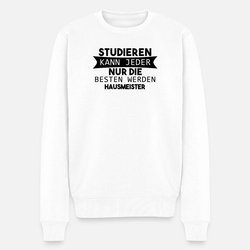 Hausmeister lustiger Spruch - Männer Premium Bio Pullover - Weiß