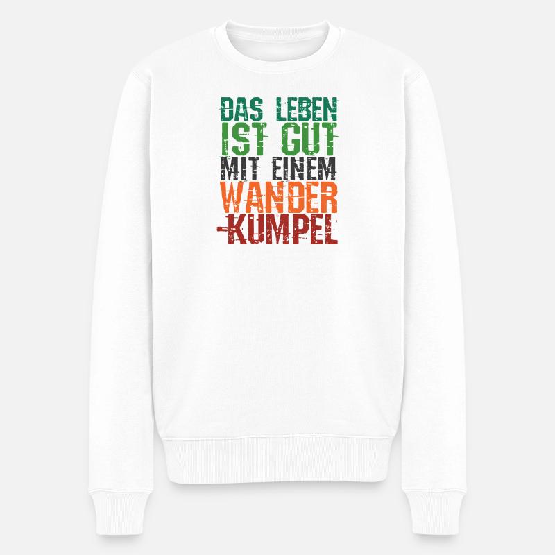 Wanderwege Wanderer Statement Klettern Wandern - Männer Premium Bio Pullover - Weiß