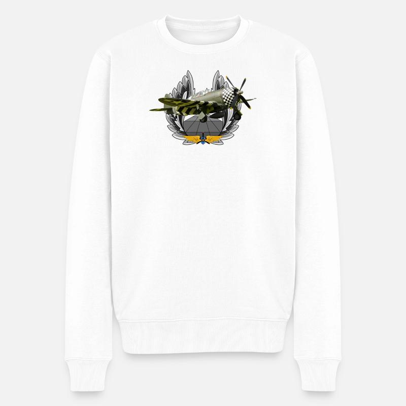 P-47 Thunderbolt - Männer Premium Bio Pullover - Weiß