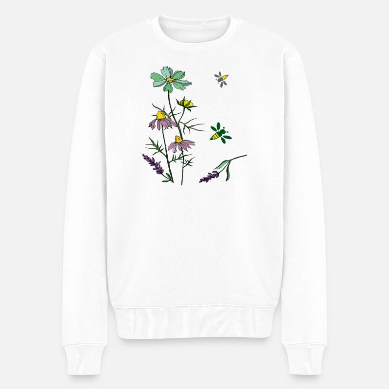 Bienen, Kräuter, Natur - Männer Premium Bio Pullover - Weiß