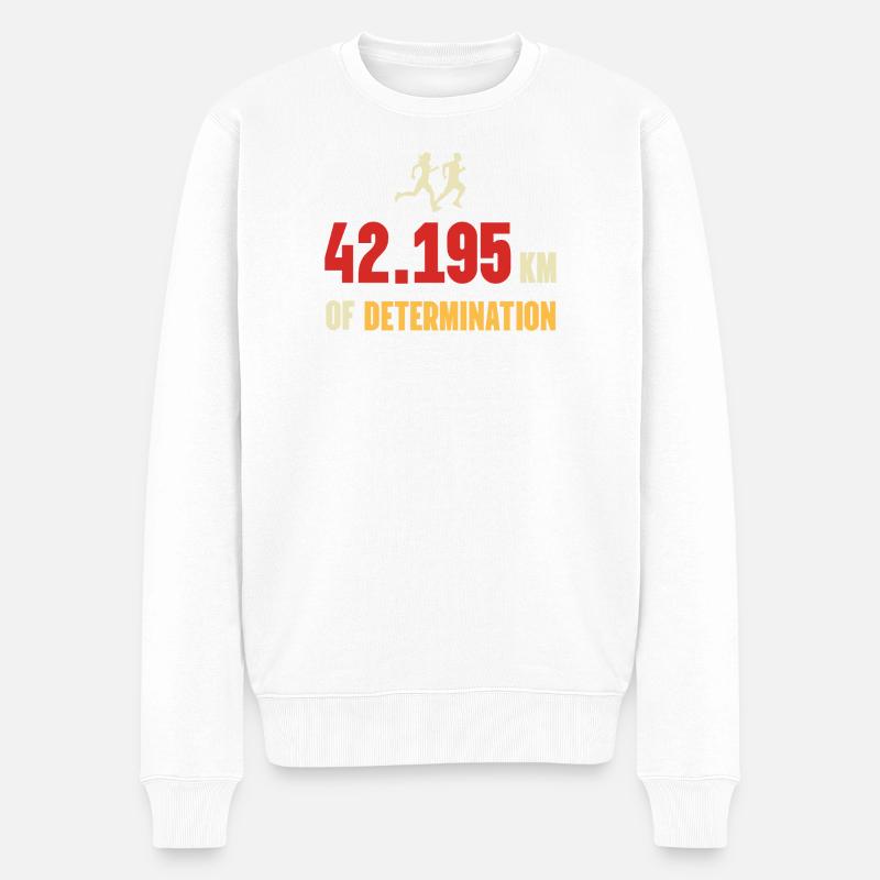 Marathon - 42,195 km Entschlossenheit - Männer Premium Bio Pullover - Weiß