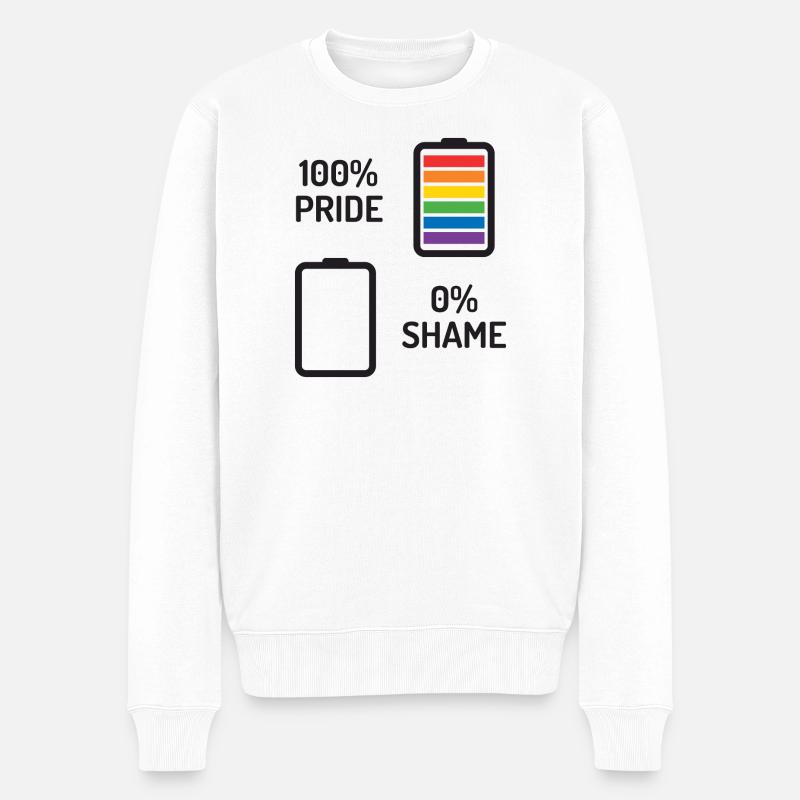 Pride Month - 100% Stolz, 0% Scham - Männer Premium Bio Pullover - Weiß