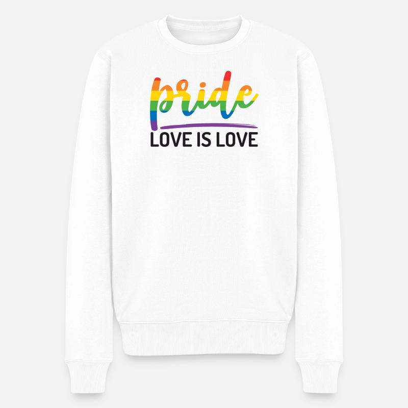 LGBTQ+ Stolz. Liebe ist Liebe. - Männer Premium Bio Pullover - Weiß