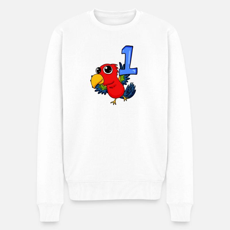 1 an - Inscription - Motif perroquet - Pull Premium bio Homme - blanc