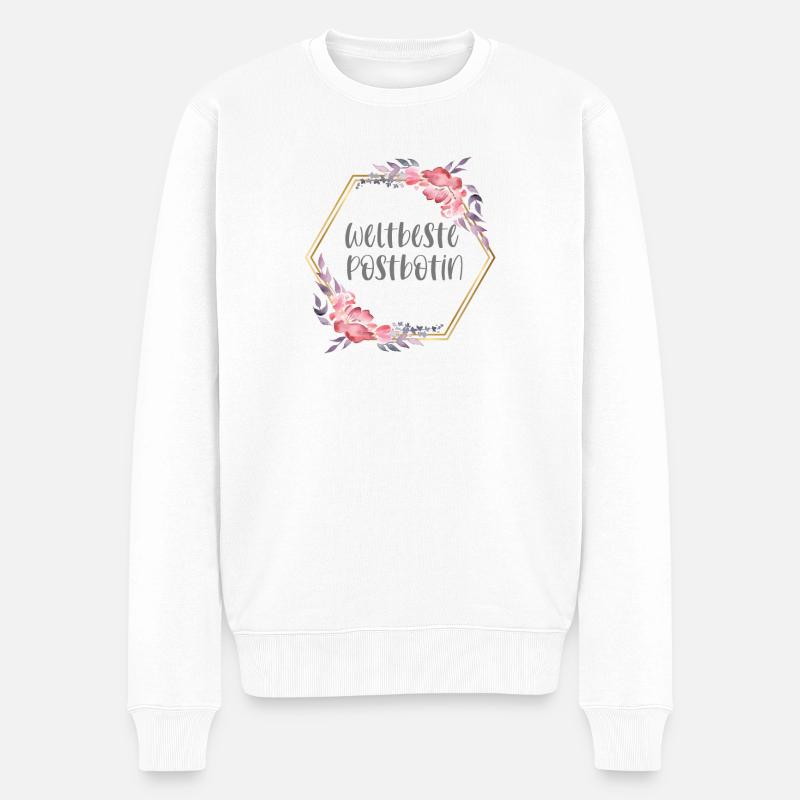 Weltbeste Postbotin Post Beruf Geschenk - Männer Premium Bio Pullover - Weiß