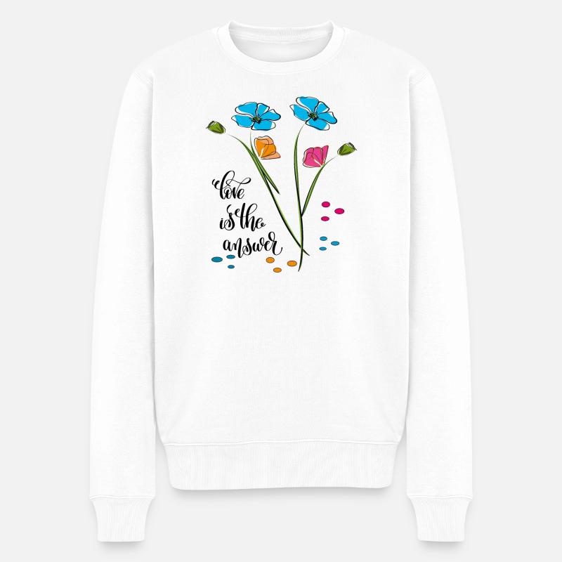 Love is the answer, Liebe - Männer Premium Bio Pullover - Weiß