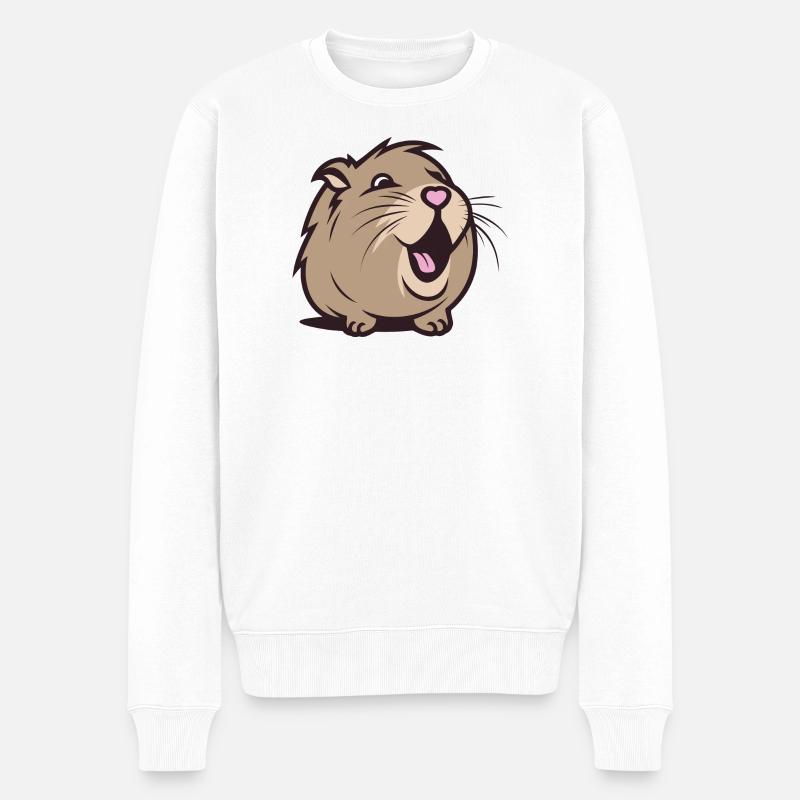 Fröhliches Capybara / Meerschweinchen / Hamster – Herz - Männer Premium Bio Pullover - Weiß