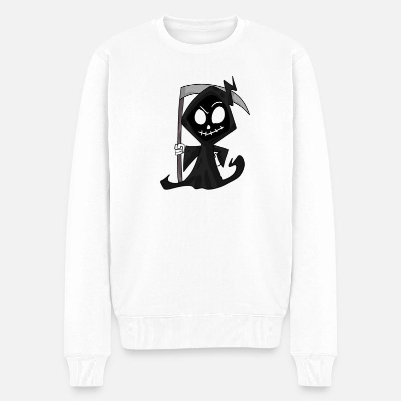 Sensenmann mit Sense - Halloween - Männer Premium Bio Pullover - Weiß