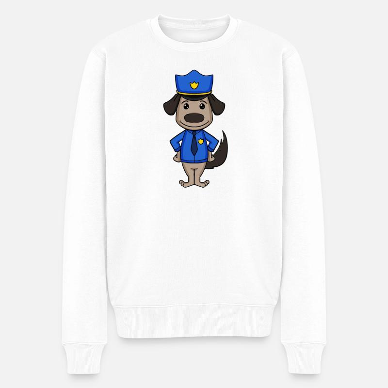 Polizei Hund Polizist - Männer Premium Bio Pullover - Weiß