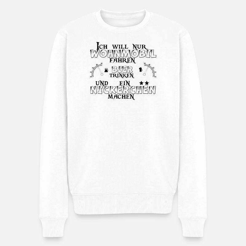 Wohnmobil Bier Nickerchen Camping - Männer Premium Bio Pullover - Weiß