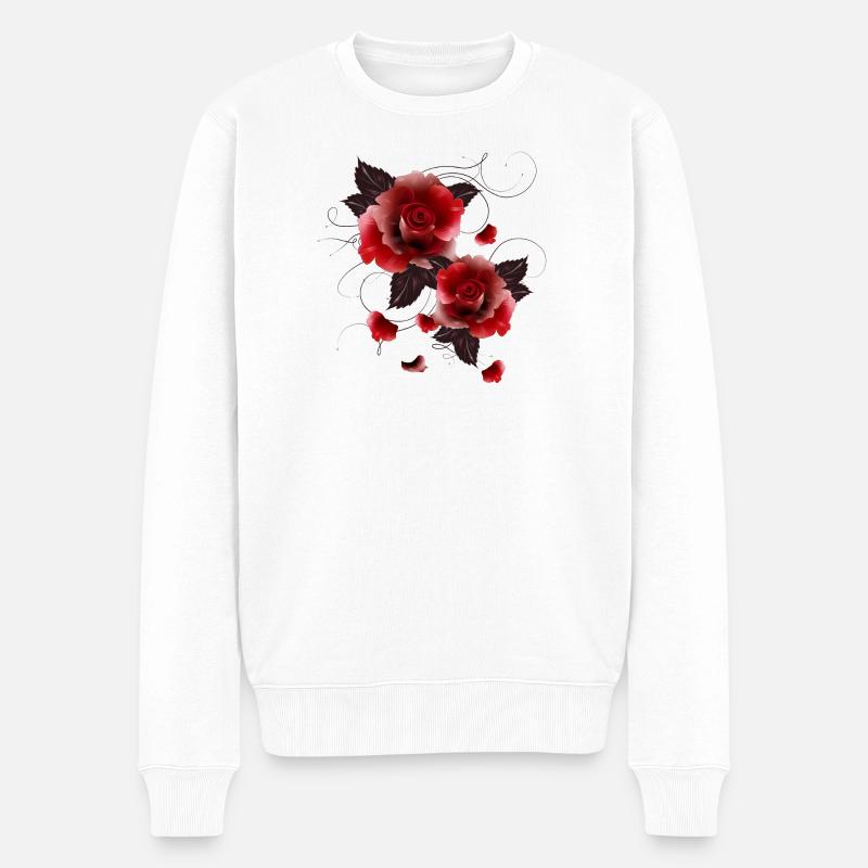 Deux belles roses rouges fascinantes - Pull Premium bio Homme - blanc