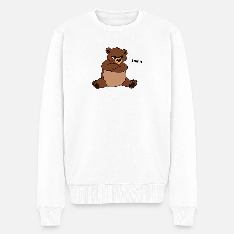 Brummbär - Männer Premium Bio Pullover - Weiß