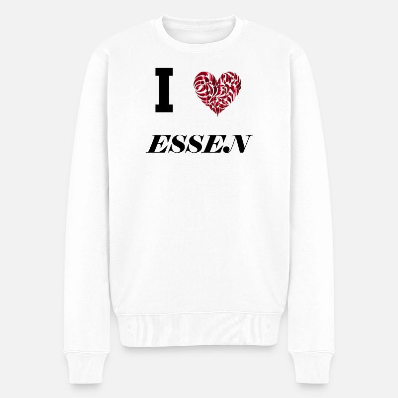 I love Essen - Männer Premium Bio Pullover - Weiß