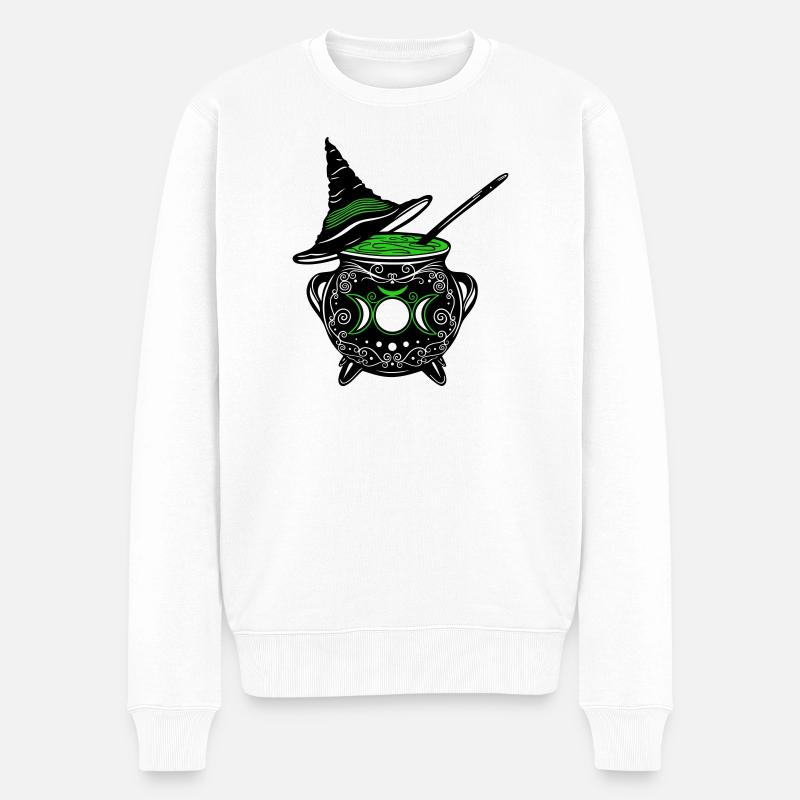 Hexenkessel Hexenhut Hexen Walpurgisnacht - Männer Premium Bio Pullover - Weiß