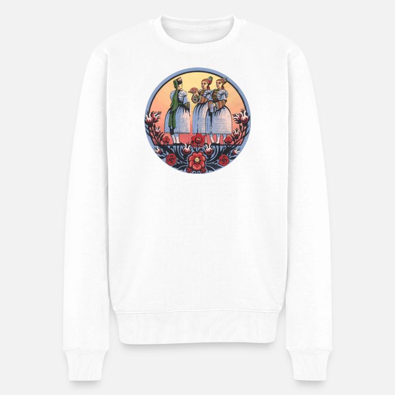 Sorbische Folklore – Brot und Tracht - Männer Premium Bio Pullover - Weiß