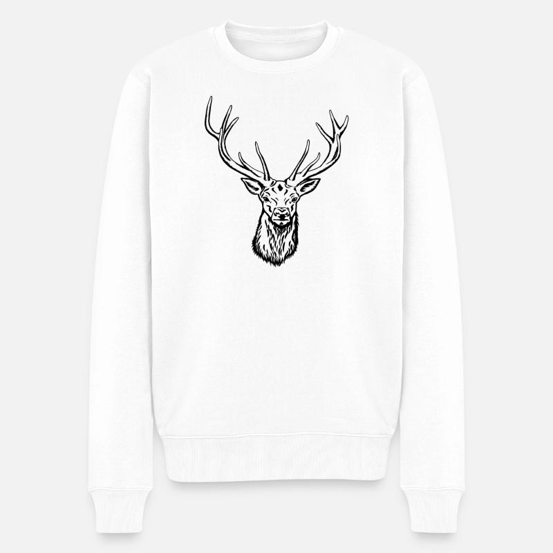 Red Deer Portrait - Pull Premium bio Homme - blanc