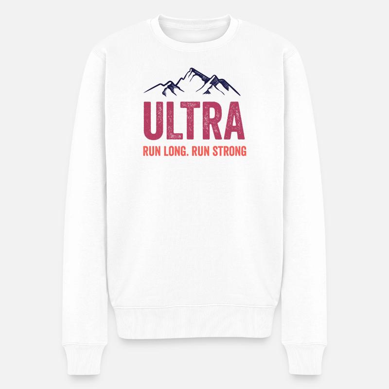 Ultra Running - Lauf lang. Laufen Sie stark. - Männer Premium Bio Pullover - Weiß