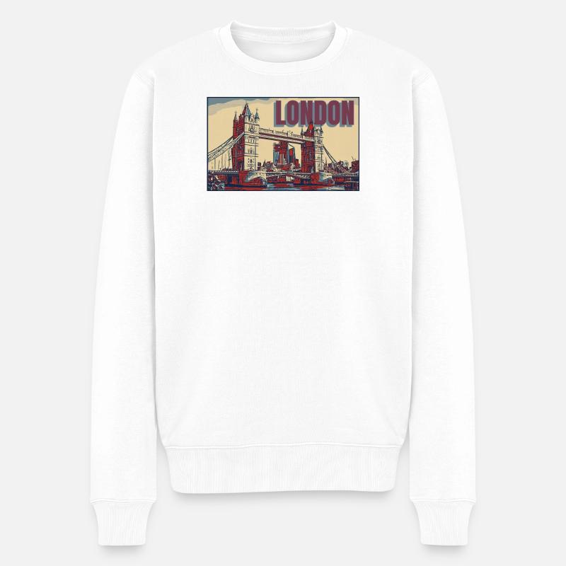 London Tower bridge skyline - Männer Premium Bio Pullover - Weiß