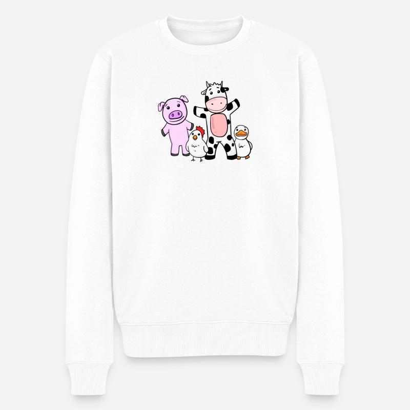 Animaux mignons pour enfants - Ferme - Pull Premium bio Homme - blanc