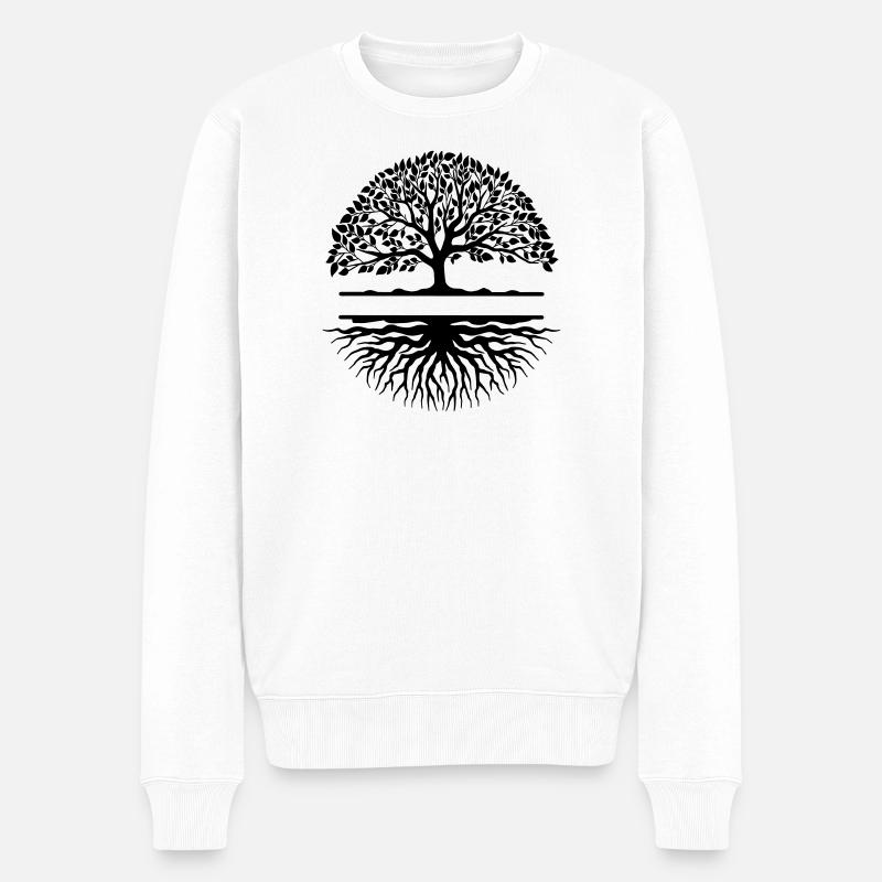 Arbre avec racines bannière petite bannière - Pull Premium bio Homme - blanc