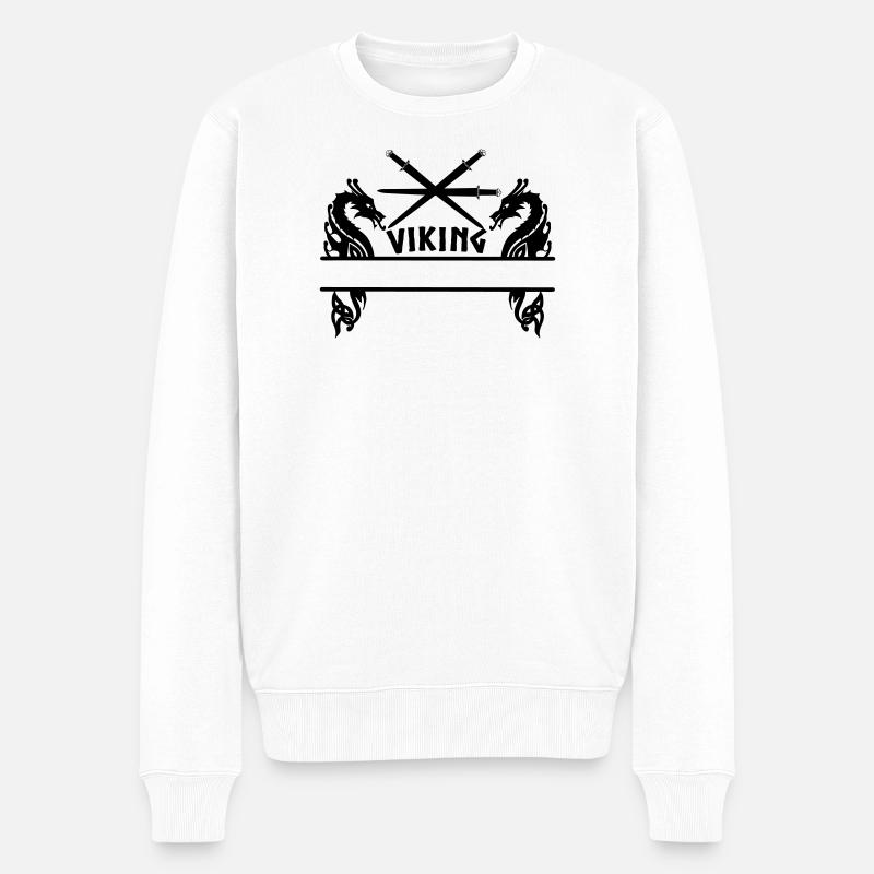Viking Trois épées Deux dragons Viking - Pull Premium bio Homme - blanc