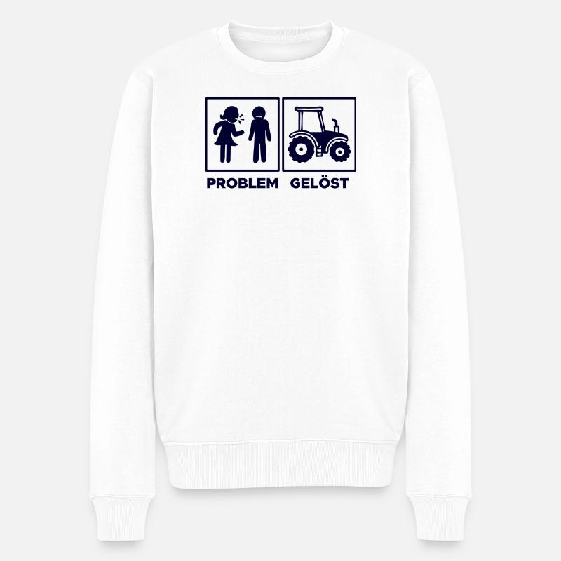 Kraftfahrzeug Landmaschinen Traktor Statement - Männer Premium Bio Pullover - Weiß