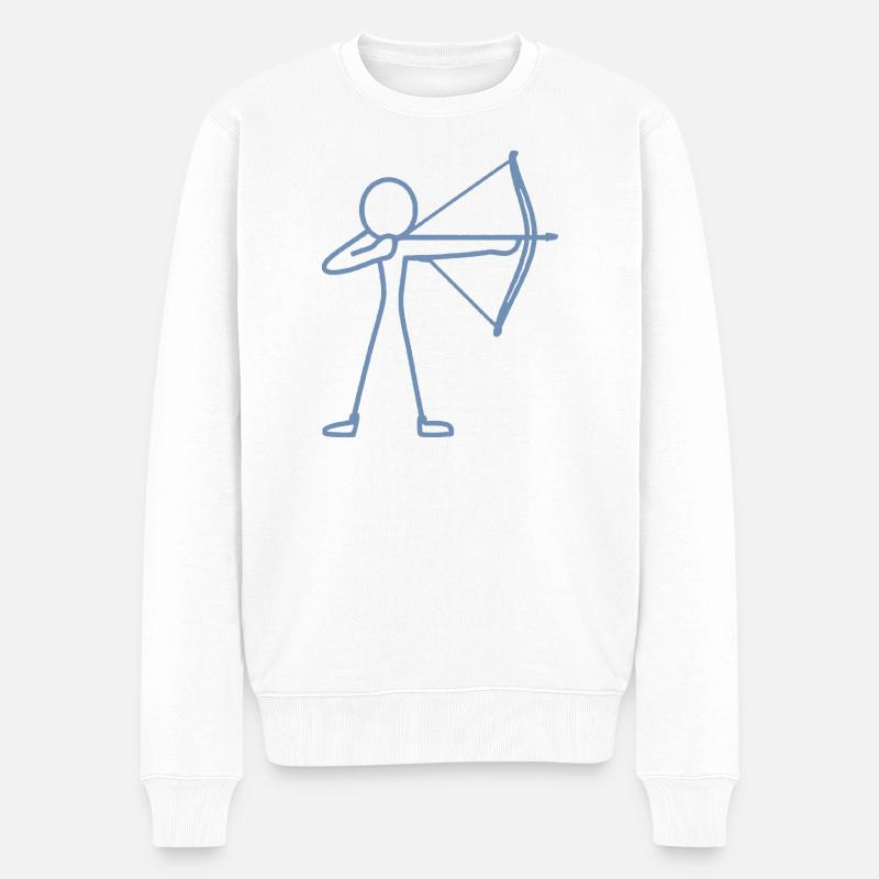 Strichmännchen Bogen Bogenschießen Bogenschütze - Männer Premium Bio Pullover - Weiß