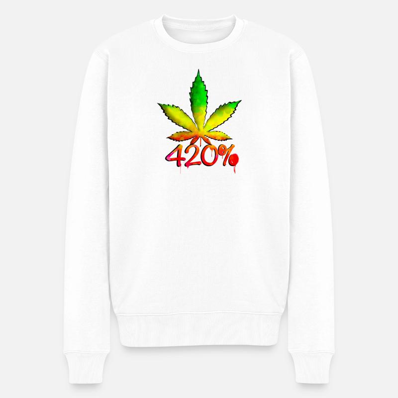 420 % - Männer Premium Bio Pullover - Weiß