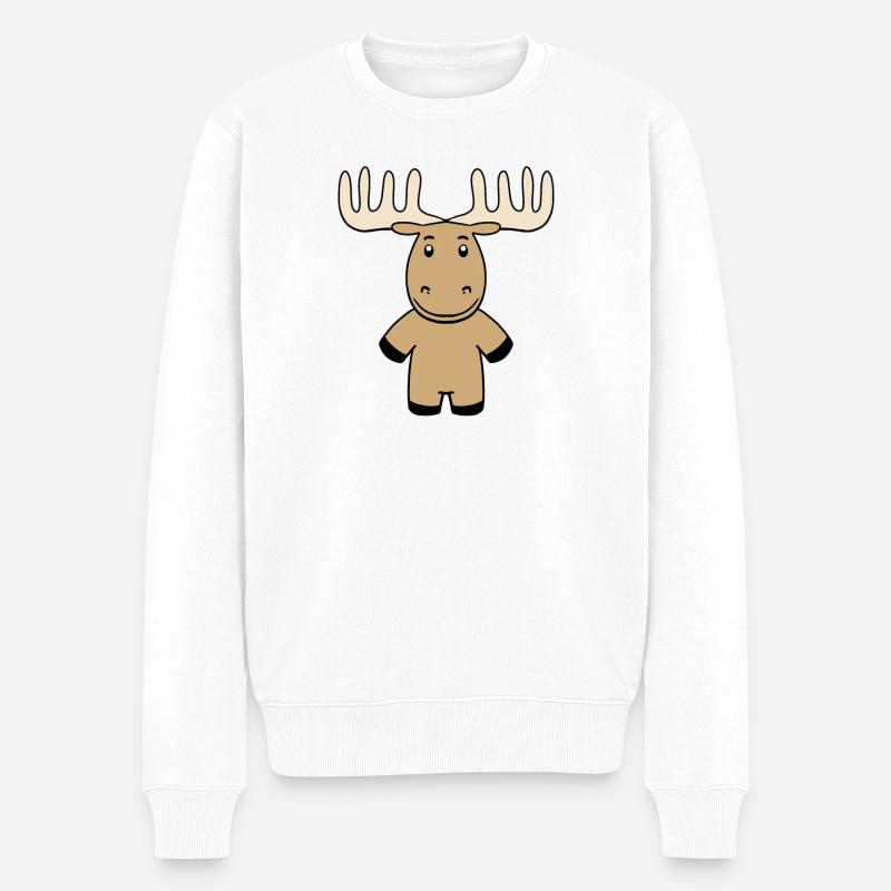 Elch Motiv - Männer Premium Bio Pullover - Weiß