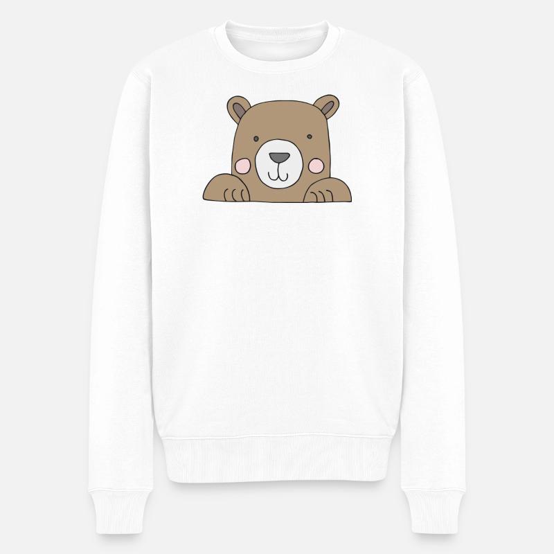 bär kopf süss - Männer Premium Bio Pullover - Weiß