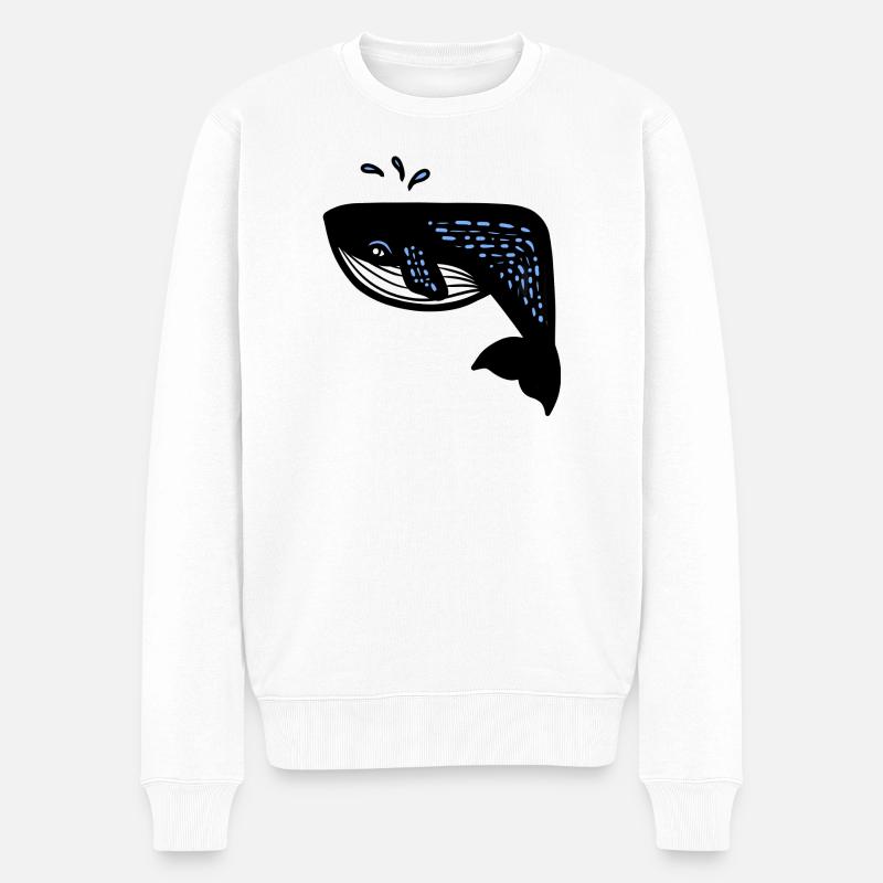 Blauwal - Männer Premium Bio Pullover - Weiß