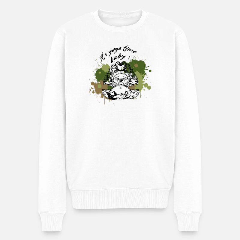 Faultier Sloth Yoga time Nature - Männer Premium Bio Pullover - Weiß