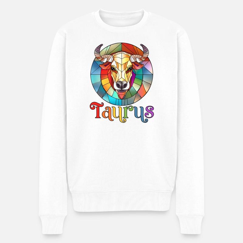 Stier, Sternzeichen, Horoskop - Männer Premium Bio Pullover - Weiß