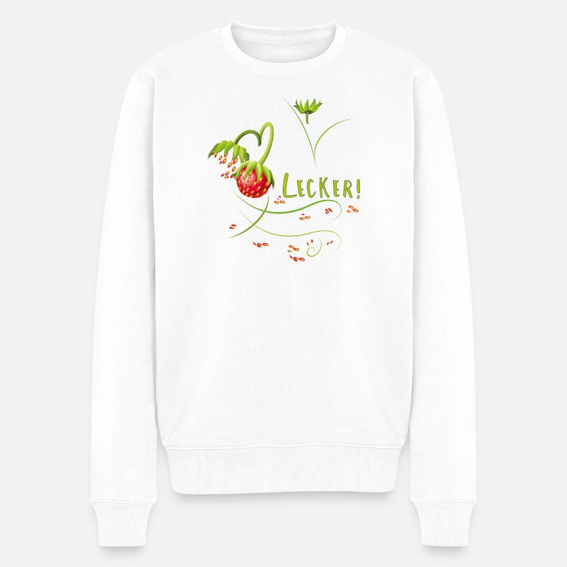 Erdbeerzeit, lecker, Erdbeere - Männer Premium Bio Pullover - Weiß