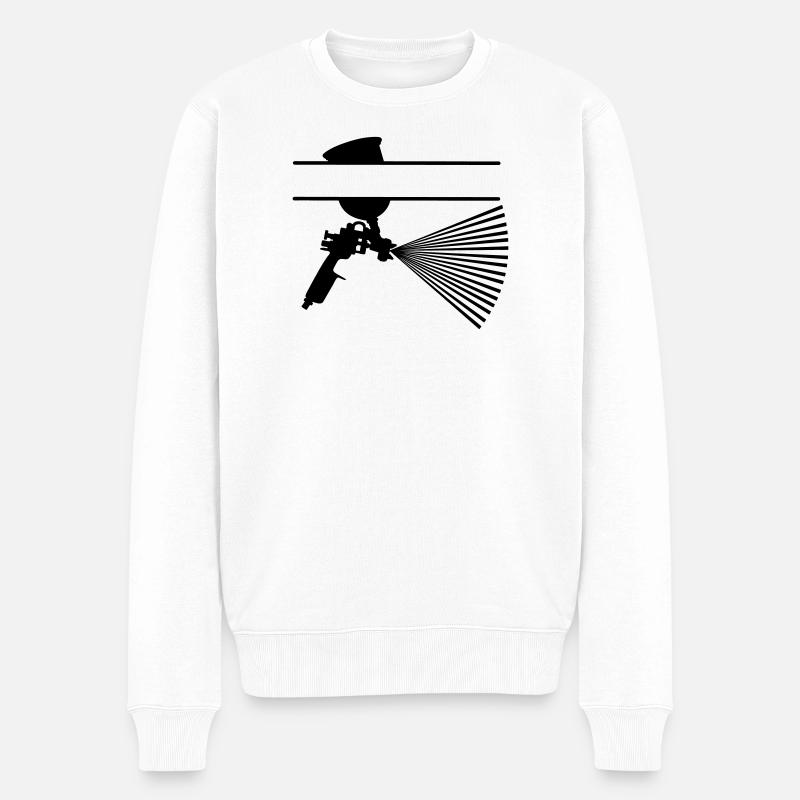 Spray mit Farbbecher Textbanner - Männer Premium Bio Pullover - Weiß