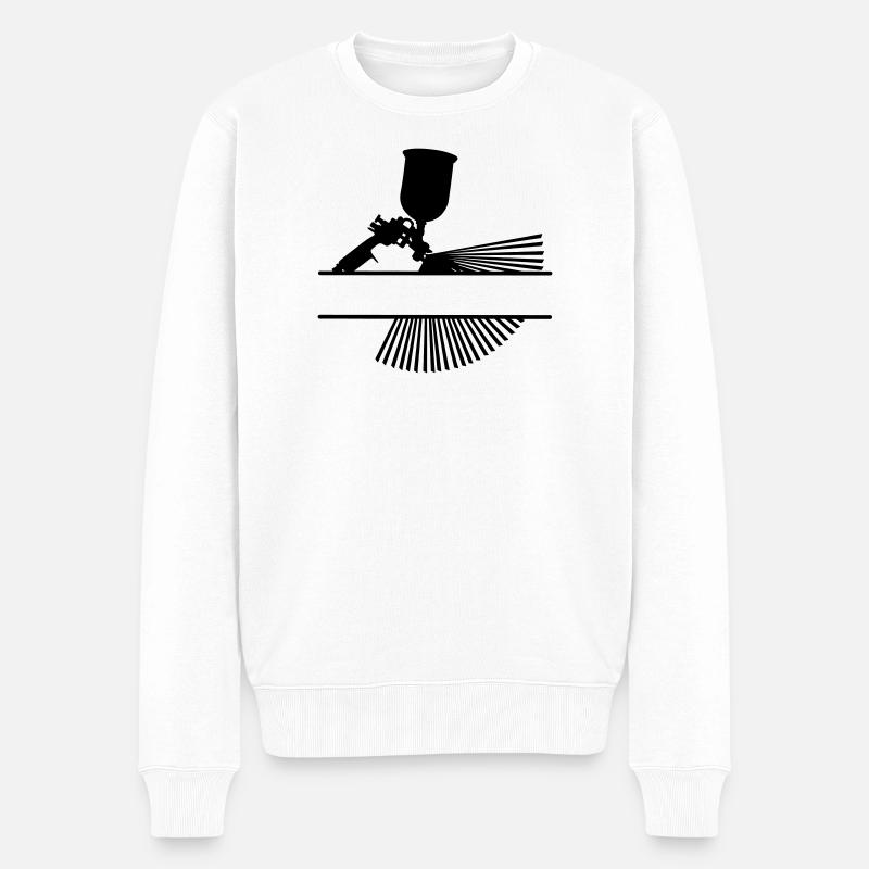 Spray mit Textbanner - Männer Premium Bio Pullover - Weiß