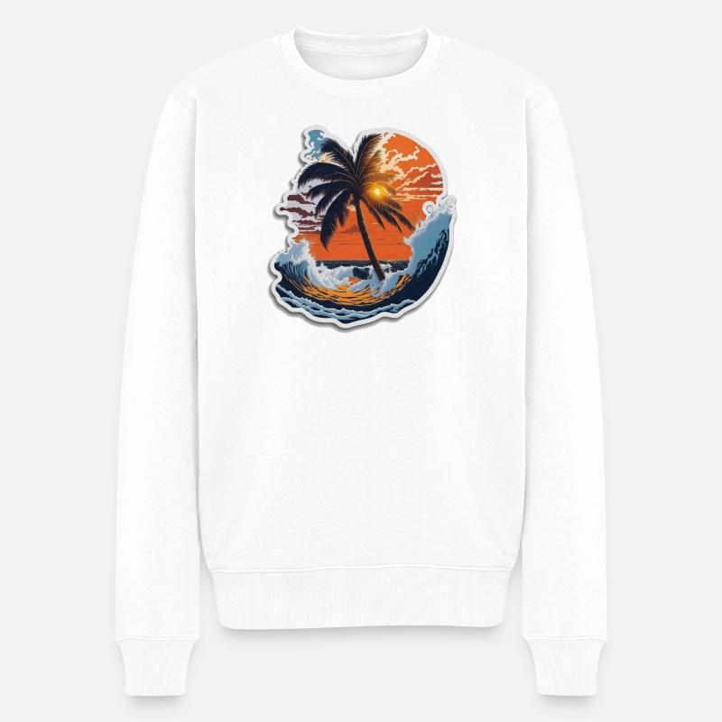 Sunset - Männer Premium Bio Pullover - Weiß