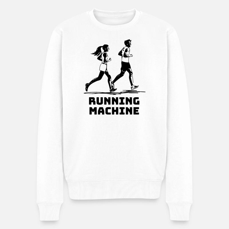 RUNNING MACHINE - Männer Premium Bio Pullover - Weiß