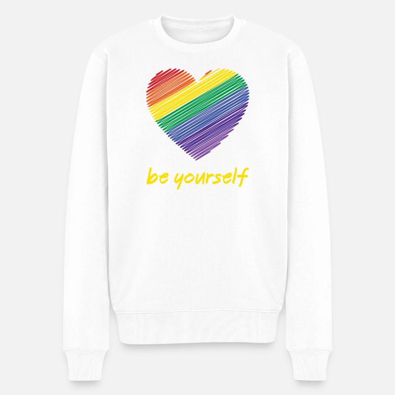 Pride Month LGBTQ - Sei du selbst - Männer Premium Bio Pullover - Weiß