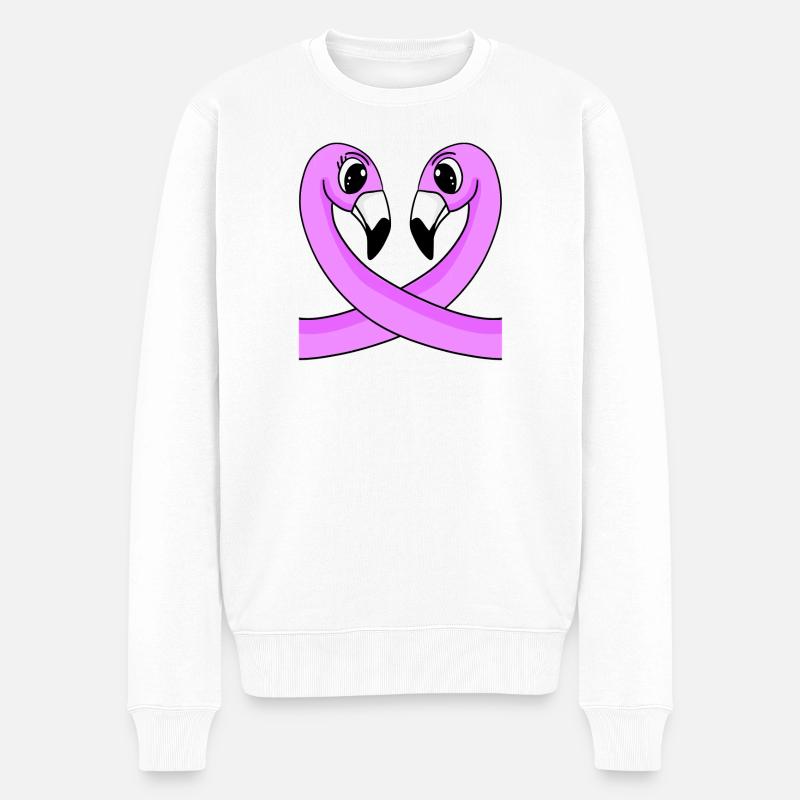 Flamingos Flamingo Liebe - Männer Premium Bio Pullover - Weiß