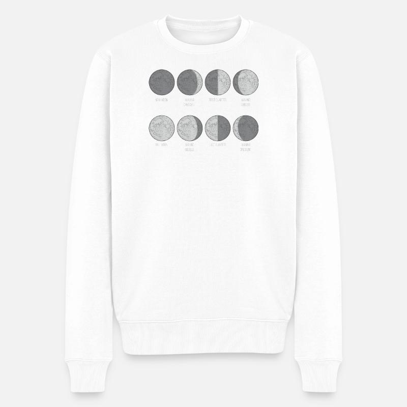 Monochromes Mondphasen-Gitter - Männer Premium Bio Pullover - Weiß