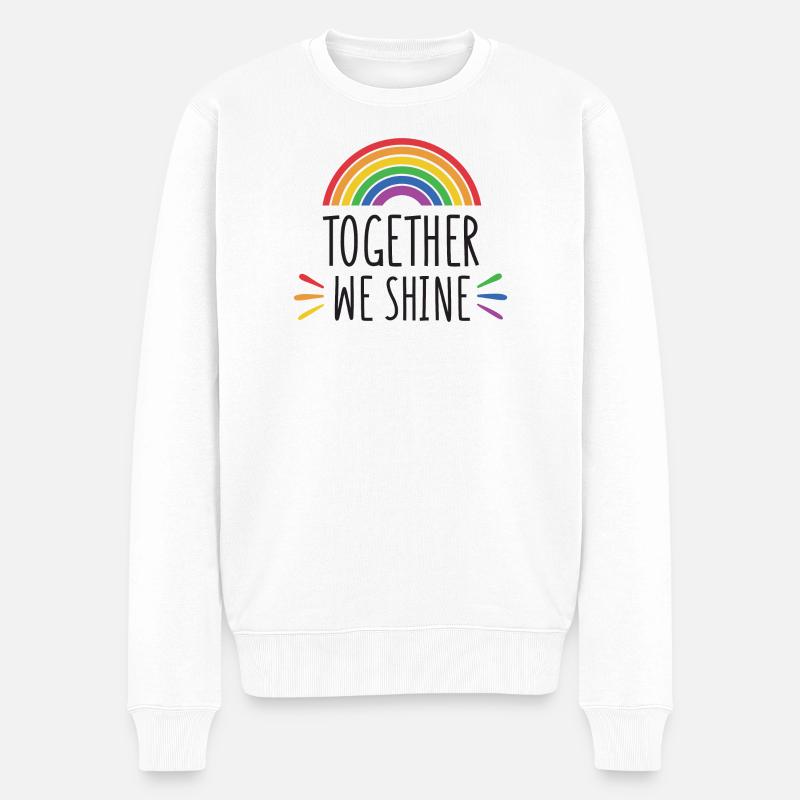 Pride Month - Gemeinsam glänzen wir - Männer Premium Bio Pullover - Weiß